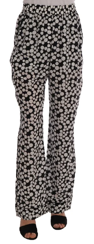 Elegant Polka Dot Silk High-waist Pants