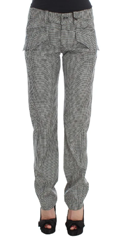 Ermanno Scervino Chic Checkered Black & White Regular Fit Pants