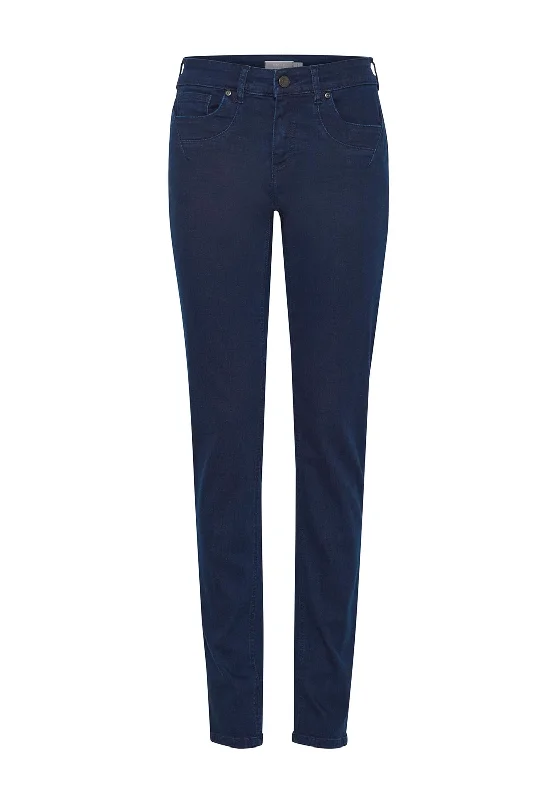 Fransa Tessa High Rise Slim Leg Jeans, Dark Wash Denim