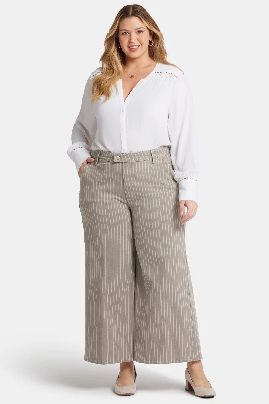 Mona Wide Leg Trouser Ankle Jeans In Plus Size - Boardwalk Stripe