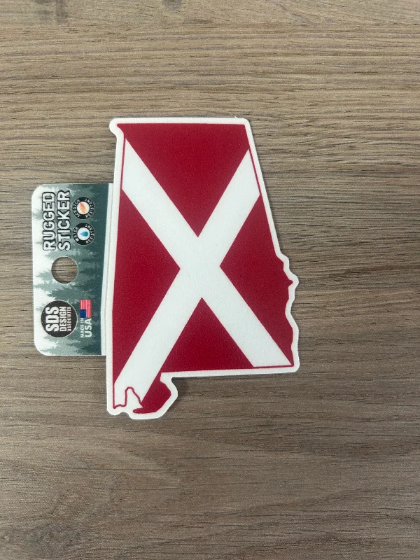 Red/White Bama St Outline W/ St Flag