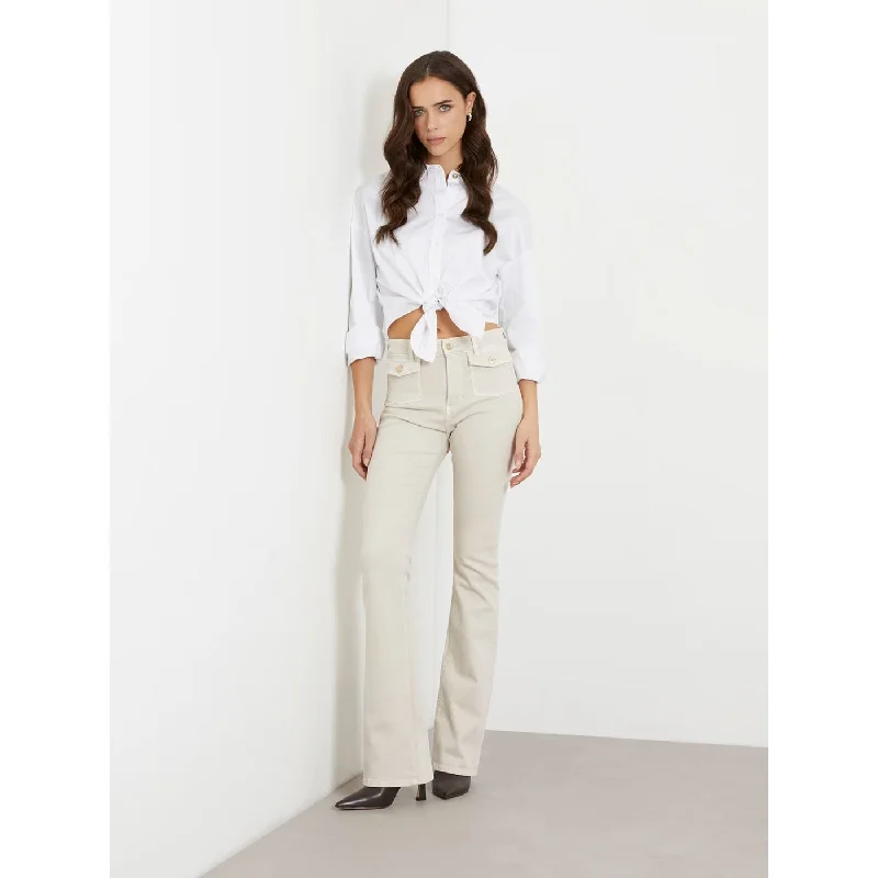 Cream High Rise Flare Jeans