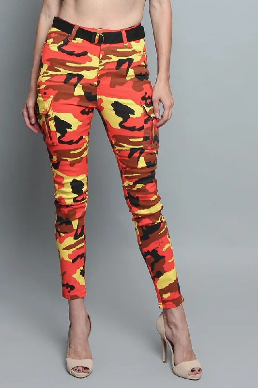 Women's Cargo Color Camo Skinny Pants