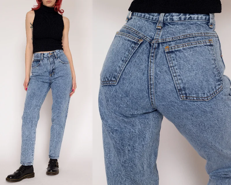 XS 80s High Waisted Acid Wash Jeans 24"