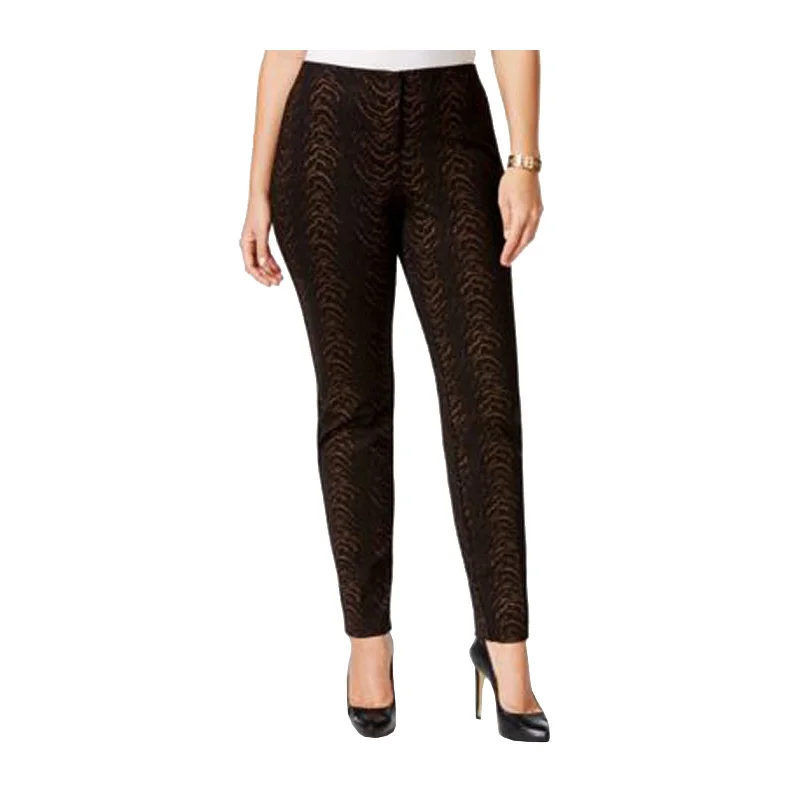 Alfani Black / Gold Foil Print Comfort Waist Skinny Leg Pants Plus Size