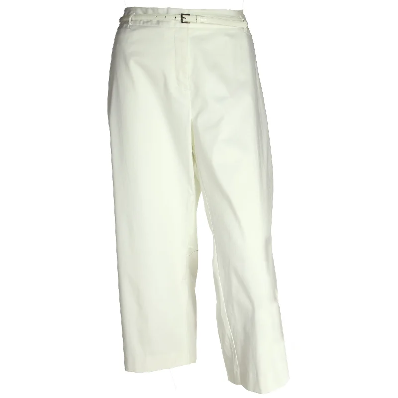 Charter Club White Classic Fit Tummy Control Belted Ankle Pants Plus Size