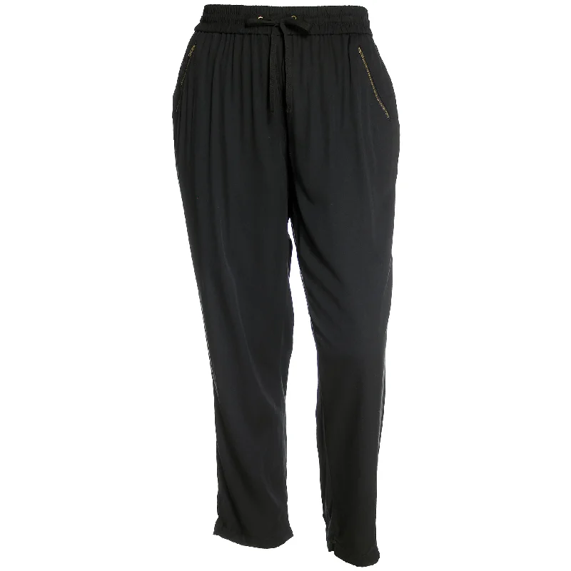 Style & Co Black Straight Leg Zipper Pocket Pull On Pants