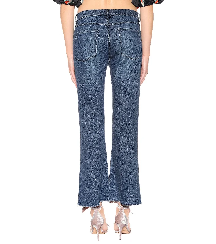 3 X 1 Women's W25 Midway Extreme Cropped Jeans Fringed Edges Elegant Dark-Wash Bootcut Jeans 3 X 1 Women's W25 Midway Extreme Cropped Jeans Fringed Edges Elegant Dark-Wash Bootcut Jeans