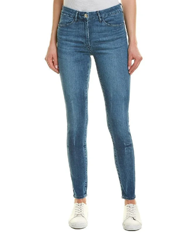 3x1 Womens W3 Channel Seam Helena Skinny Jeans Blue Trendy Paperbag Waist Jeans