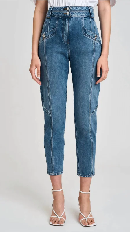 Alexa High Rise Jeans In Medium Wash Stylish Slim Fit Denim
