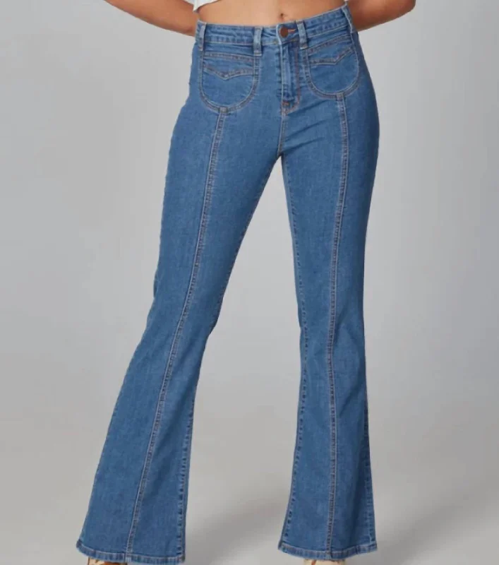 Alice High-Rise Flare Jeans In Blue Trendy Flared Leg Jeans