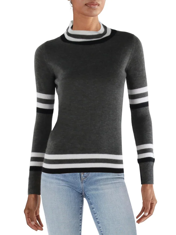 Arcadia Womens Heathered Long Sleeve Mock Turtleneck Sweater Stretchy Elastic Breathable