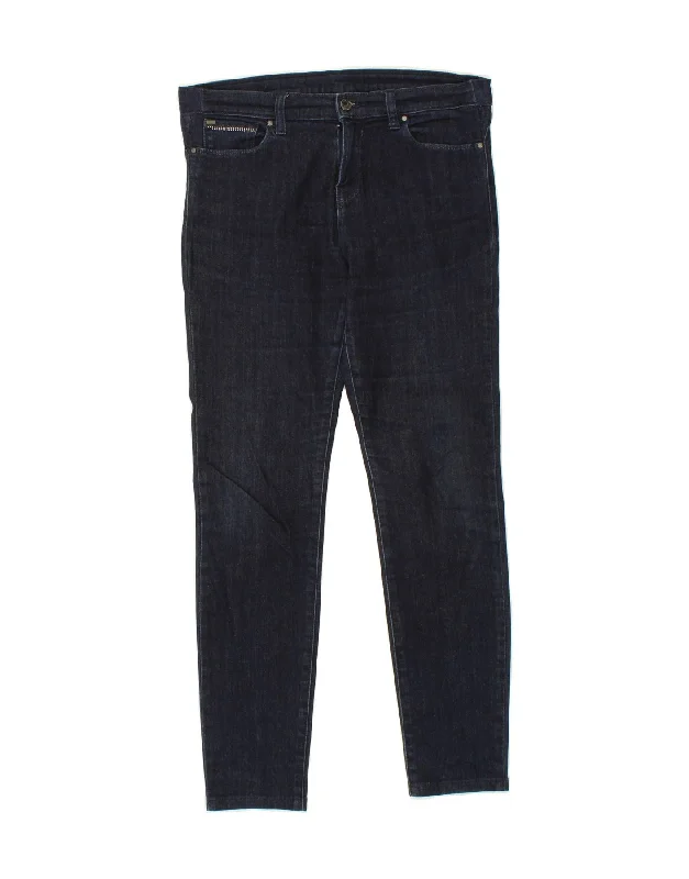 ARMANI Womens Eac Skinny Jeans W29 L28 Navy Blue Cotton Fashionable Relaxed Fit Denim