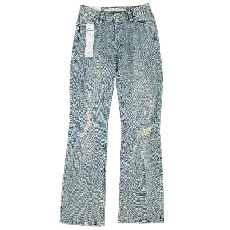 Blue Solid High Rise Bell Bottom Jeans Chic Dark-Wash Skinny Jeans