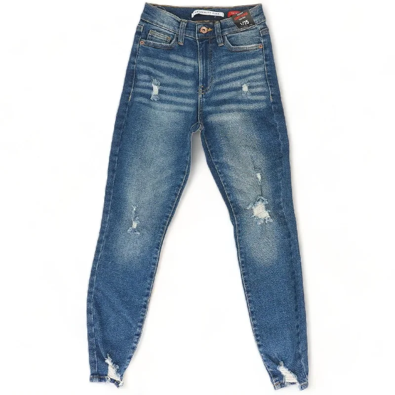 Blue Solid High Rise Skinny Leg Jeans Stylish Plus Size Denim Jeans