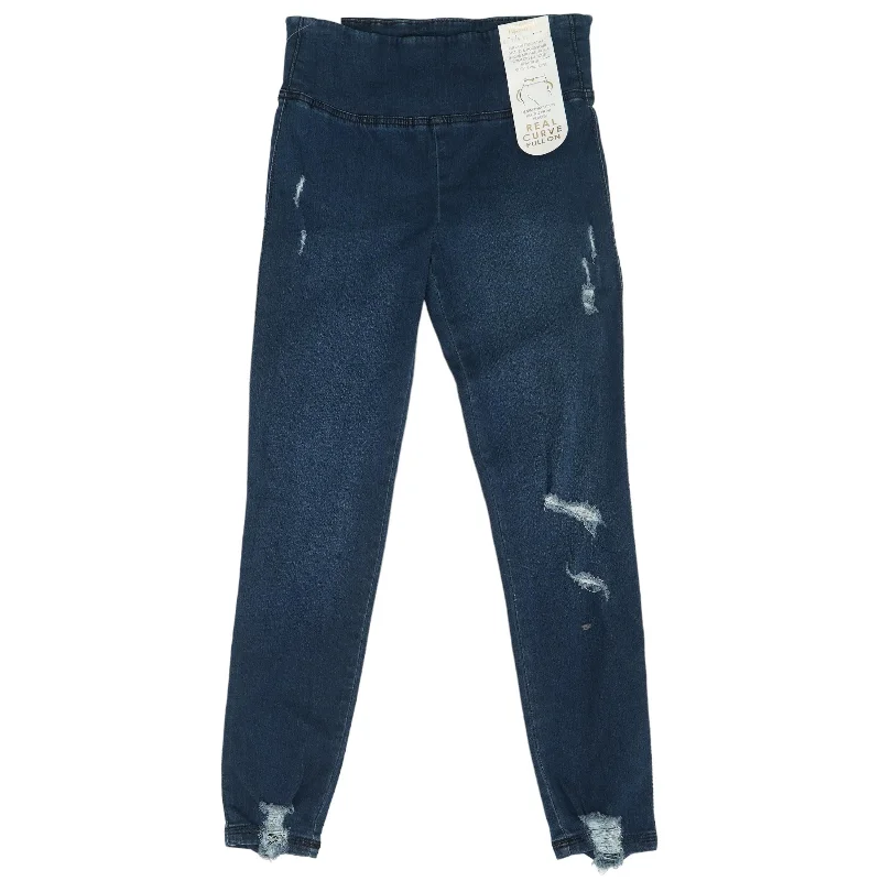 Blue Solid High Rise Skinny Leg Jeans Fashionable Relaxed Fit Denim