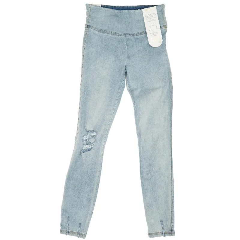 Blue Solid High Rise Skinny Leg Jeans Comfortable Boyfriend Jeans