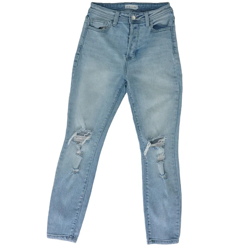 Blue Solid High Rise Slim Leg Jeans Comfortable Boyfriend Jeans