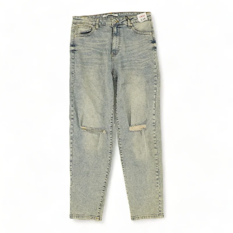 Blue Solid High Rise Slim Leg Jeans Fashionable Bootcut Jeans