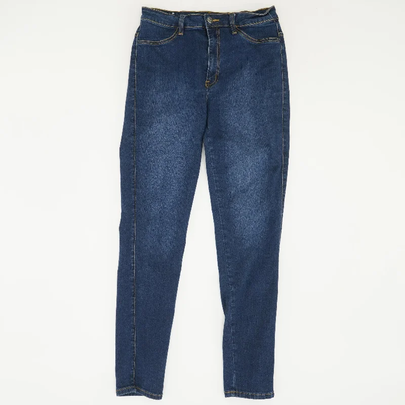 Blue Solid High Rise Slim Leg Jeans Elegant Bootcut Fit Jeans