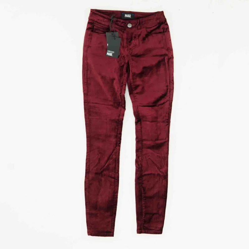 Burgundy Solid Skinny Leg Jeans Chic Cropped Jeans