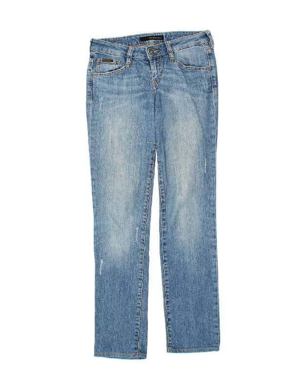 CALVIN KLEIN Womens Slim Jeans W27 L34 Blue Cotton Fashionable Cropped Denim Jeans