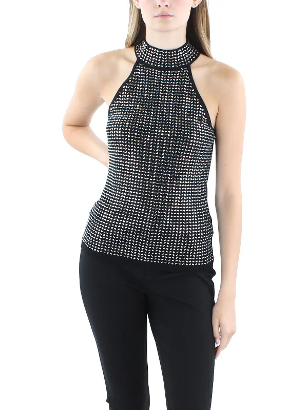 Celeste Womens Halter Embellished Tank Top Sweater Casual Formal Business