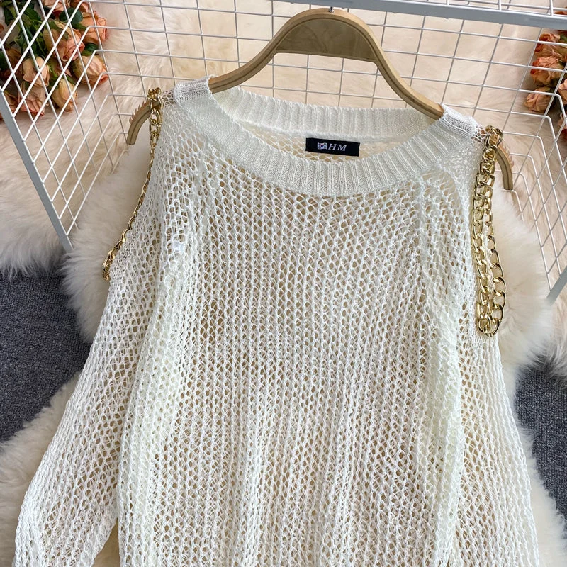 Cute cut-out long-sleeved sweater off shoulder sweater 038 Layered Multi-layer Single Layer Cute cut-out long-sleeved sweater off shoulder sweater 038 Layered Multi-layer Single Layer