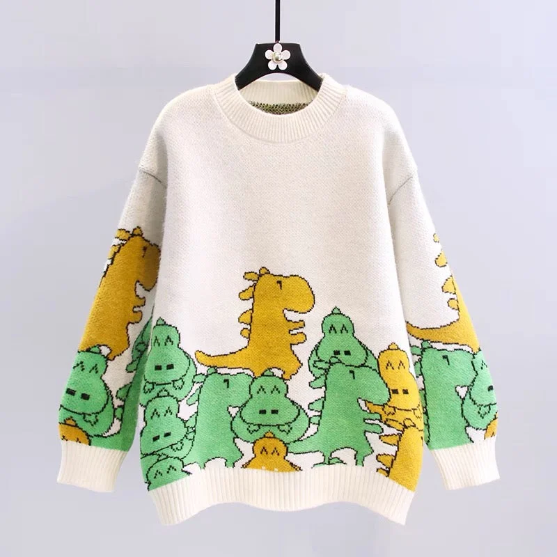 Cute dinosaur long sleeve sweater  033 Casual Formal Business