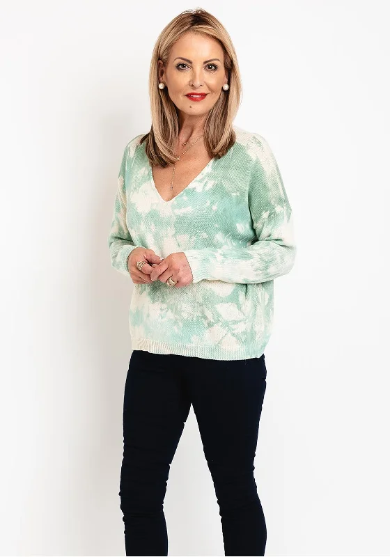 D.E.C.K By Decollage One Size Cotton Print Sweater, Green Soft Cozy Warm