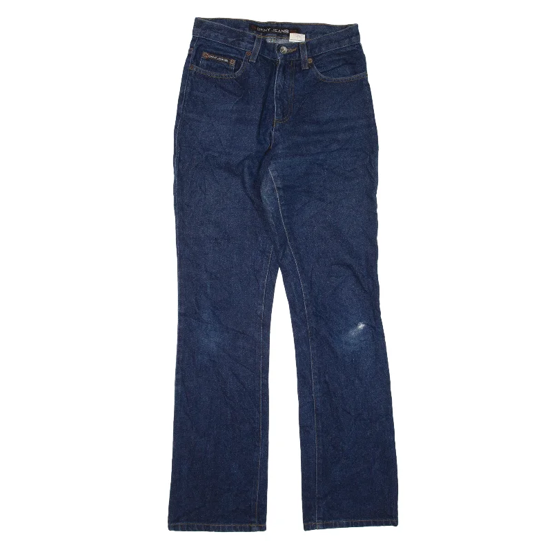 DKNY Jeans Blue Denim Regular Bootcut Womens W24 L30 Casual Wide-Legged Denim Jeans