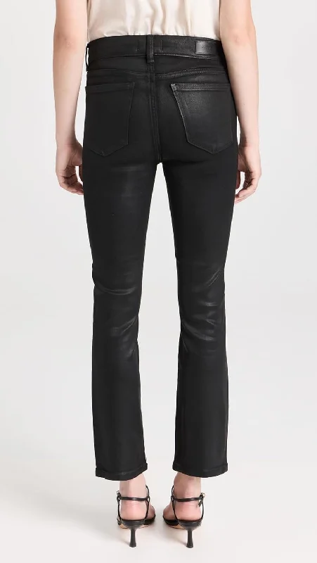 DL1961 Women's Mara Straight: Mid Rise Instasculpt Ankle Jeans, Black Coated Pan Comfortable Zip-Fly Denim Jeans