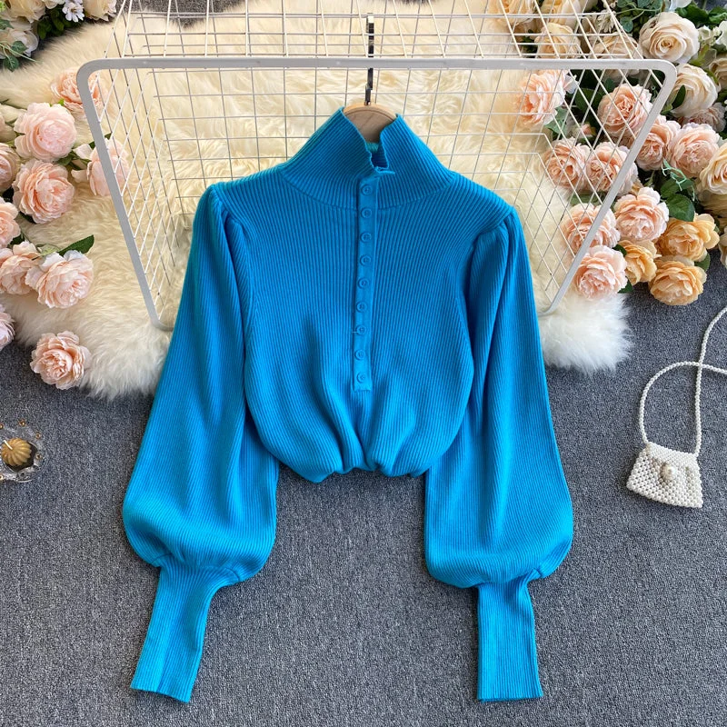 Elegant high neck long sleeve sweater  021 Soft Cozy Warm