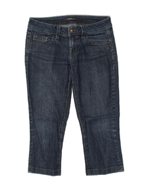 ESPRIT Womens Capri Jeans W30 L20 Navy Blue Cotton Trendy Low-Rise Bootcut Jeans