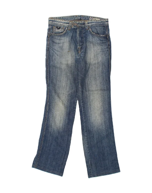 GAS Womens Straight Jeans W29 L31 Blue Cotton Comfortable Drawstring Waist Jeans