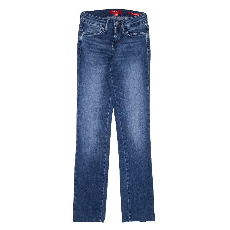 GUESS Jeans Blue Denim Slim Straight Womens W24 L29 Casual Bootcut Ripped Jeans