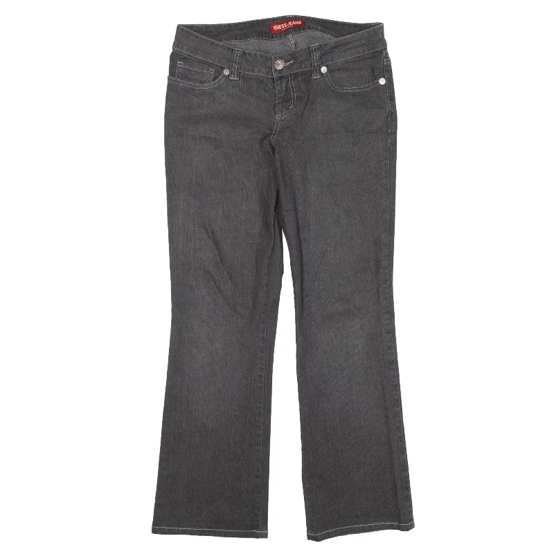 GUESS Jeans Grey Denim Regular Straight Womens W30 L28 Fashionable Raw Hemmed Jeans
