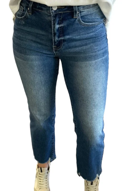 High Rise Relaxed Straight Jeans In Dark Wash Fashionable Slouchy Fit Jeans