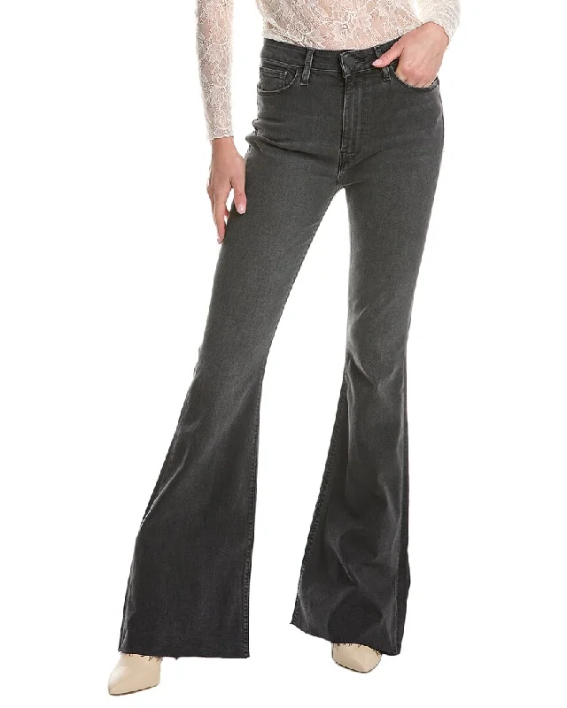 HUDSON Jeans Holly High-Rise Washed Black Flare Jean Trendy Plus Size Jeans