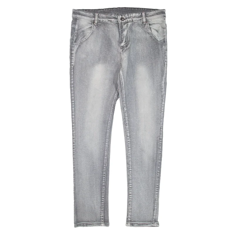 Jeans Grey Denim Slim Skinny Womens W36 L29 Fashionable Distressed Jeans