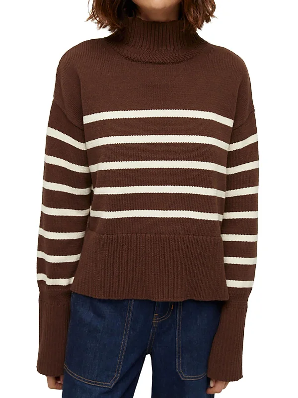 Lancetti Womens Knit Striped Pullover Sweater Embroidered Appliqued Beaded