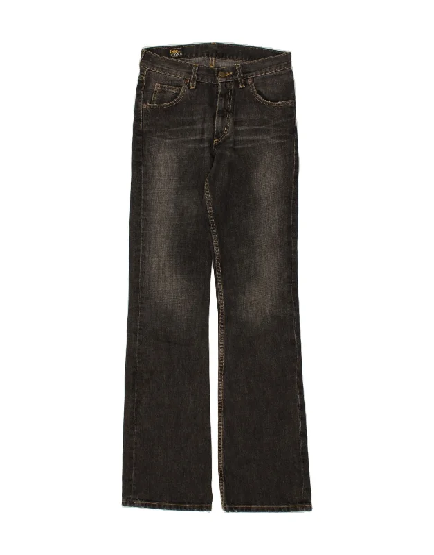 LEE Womens Bootcut Jeans W28 L34 Black Cotton Trendy Flared Leg Jeans