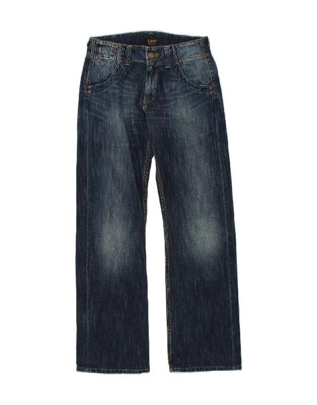 LEE Womens Straight Jeans W30 L34 Navy Blue Cotton Comfortable Low-Rise Jeans