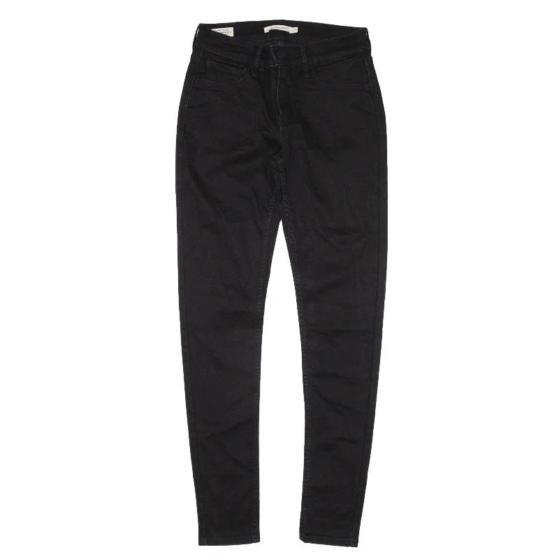 LEVI'S Premium Big E 710 Jeans Black Denim Slim Skinny Womens W24 L28 Fashionable Distressed Jeans