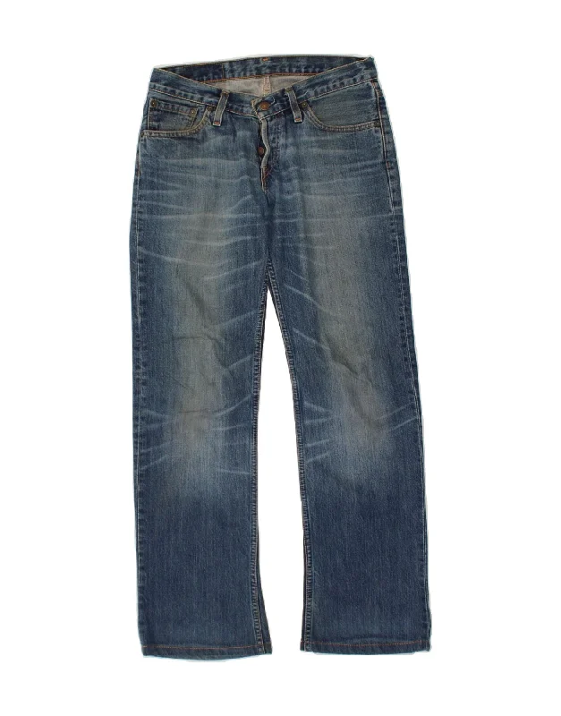 LEVI'S Womens Straight Jeans W31 L30 Blue Cotton Stylish Paperbag Waist Denim