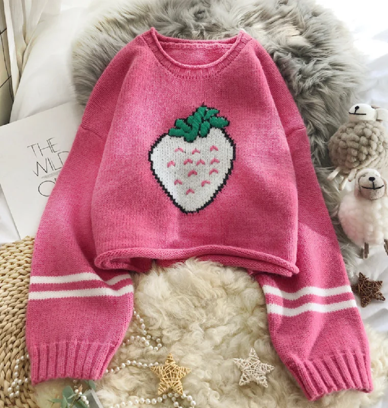 Lovely strawberry long sleeve sweater  052 Elasticated Padded Insulated
