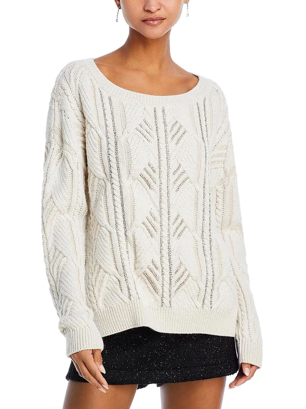 Lucille Womens Wool Blend Long Sleeves Pullover Sweater Stretchy Elastic Breathable