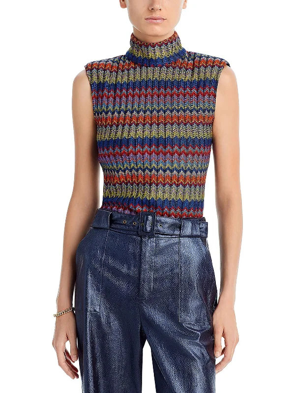 Madison Womens Chevron Mock Neck Tank Top Sweater Anti-Pilling Anti-Shrink Durable