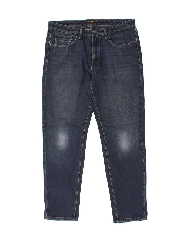 MASSIMO DUTTI Womens Tapered Jeans EU 42 Large W34 L29 Navy Blue Cotton Stylish High-Waist Skinny Denim