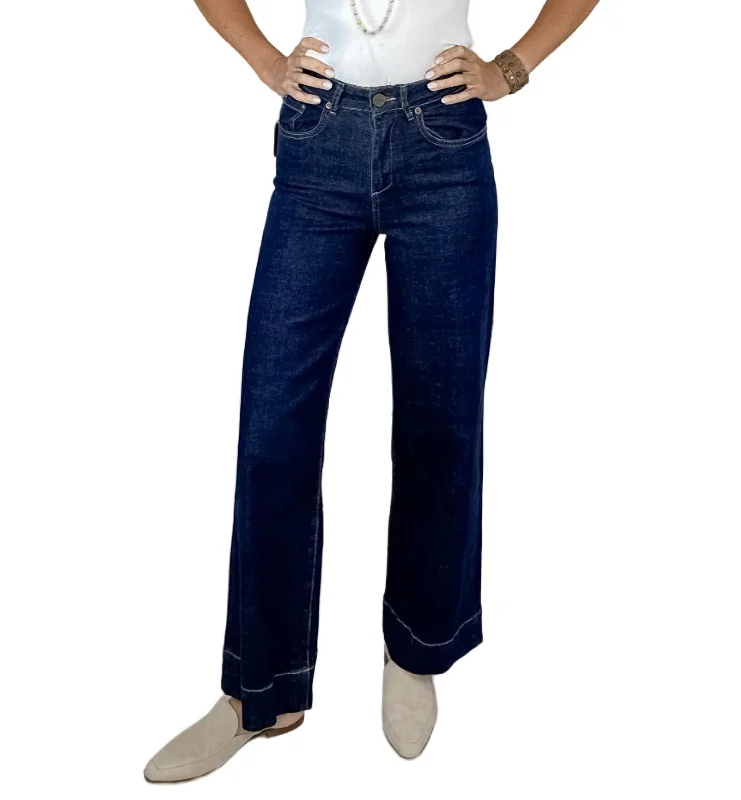 Milan High-Rise Wide Leg Jean In Denim Rinse Blue Fashionable Straight Fit Denim